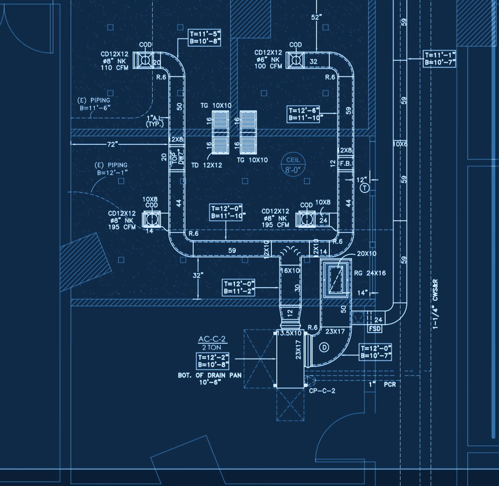 E&S HVAC ductwork layout drawing